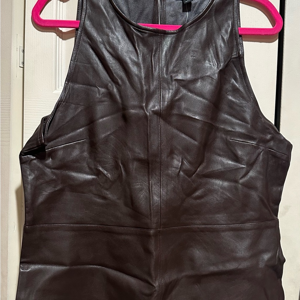 Ann Taylor Brown Leather Blouse